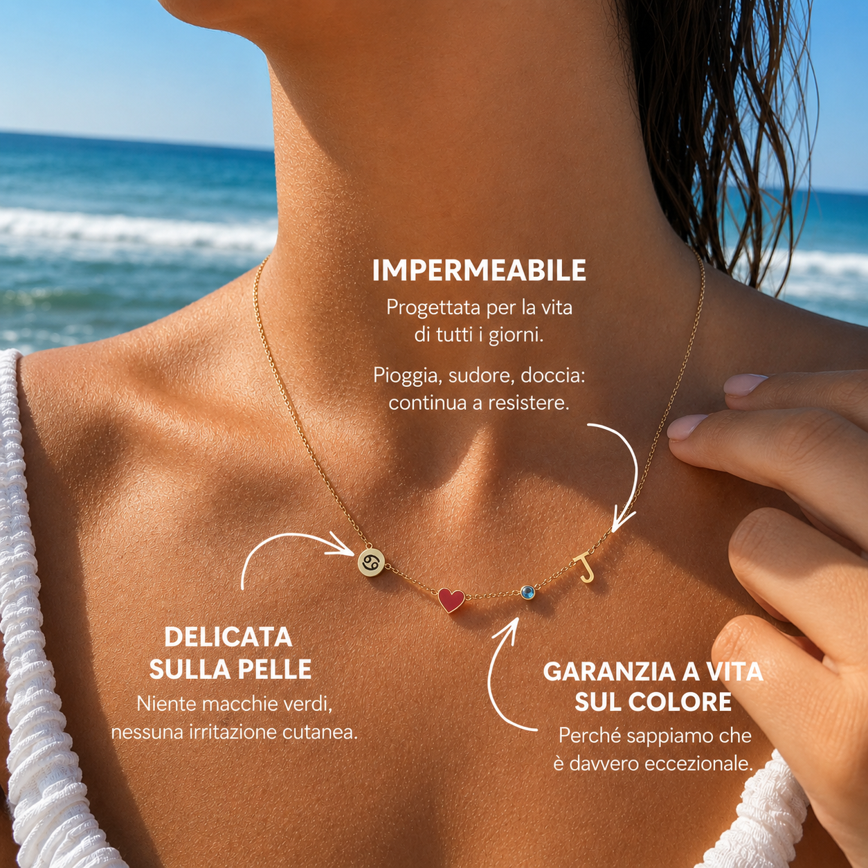 Collana con la tua iniziale, pietra di nascita e segno zodiacale