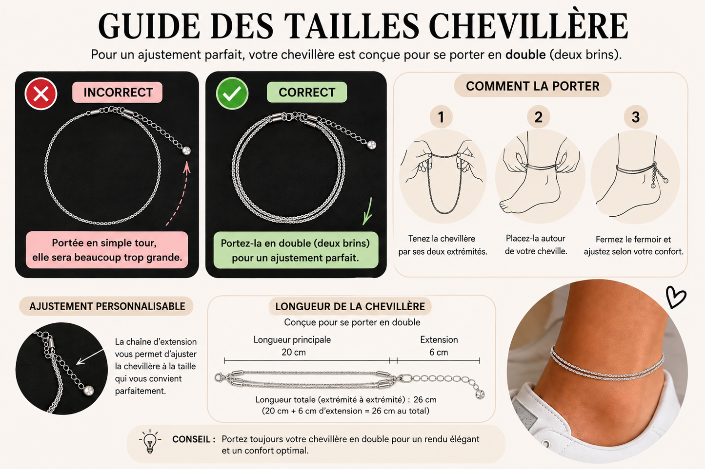 chevillère double rangée en strass