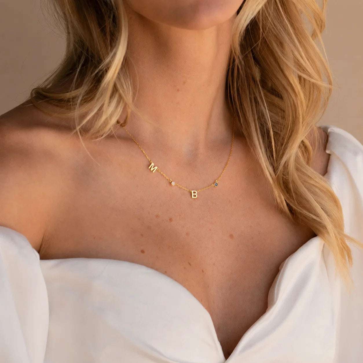 Collana con la tua iniziale, pietra di nascita e segno zodiacale
