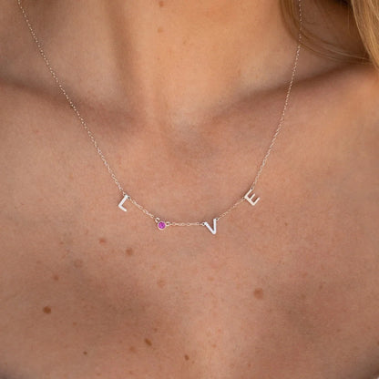 Collana con la tua iniziale, pietra di nascita e segno zodiacale